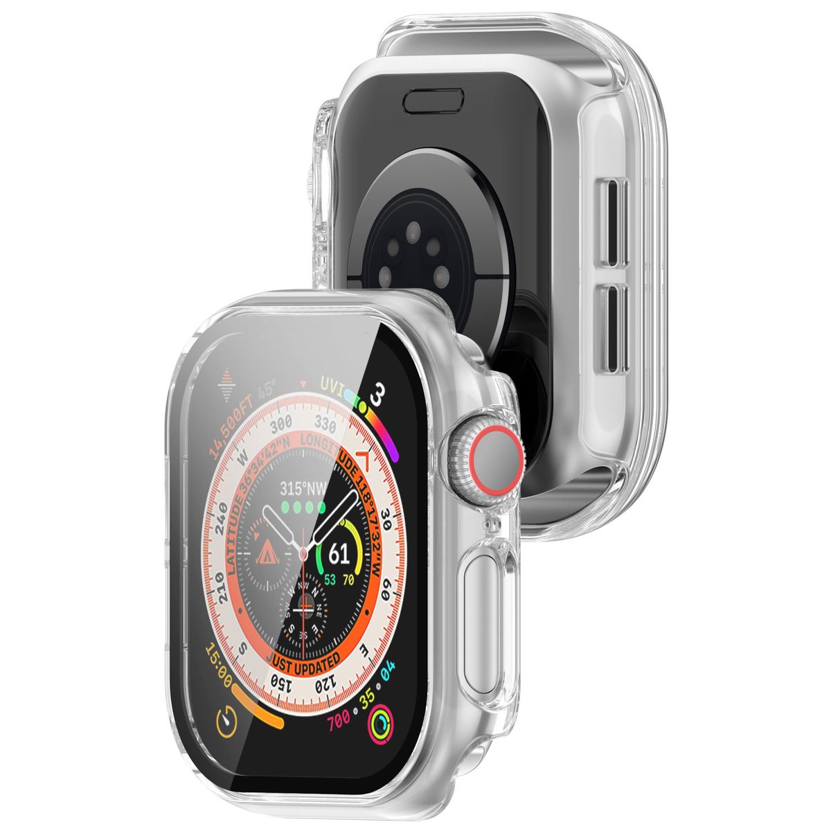 Etui ze szkłem do zegarka Bizon Case Watch Adamo do Apple Watch 11 / 10 42 mm, przeźroczyste